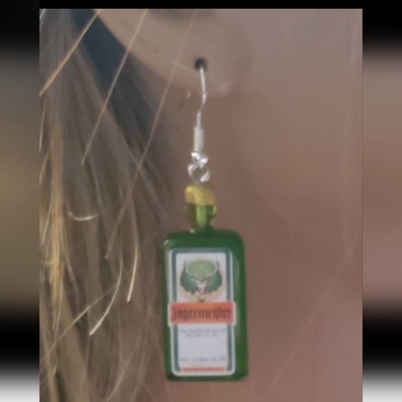 Jagermeister miniature drop earrings Funny gag gift Happy hour - Picture 3 of 4